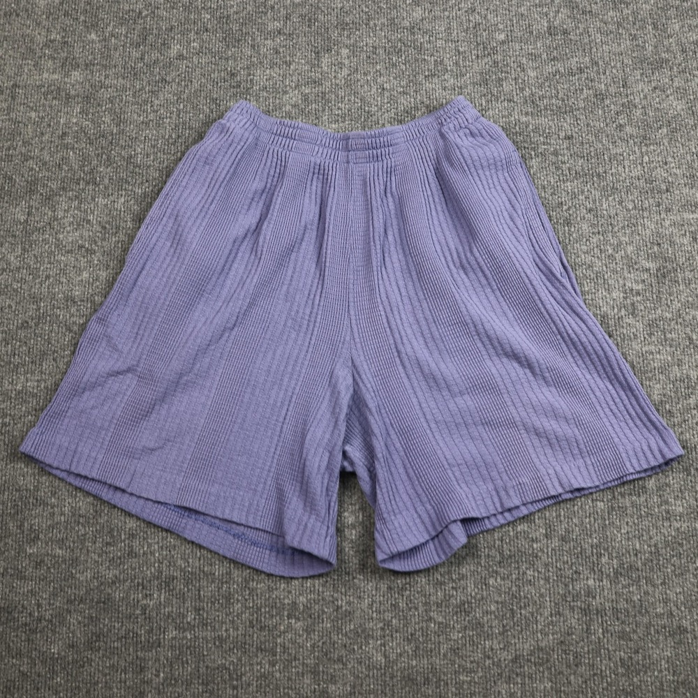 Katelyn Rose Shorts Womens Purple Ribbed Knit Cotton Elastic Waist‎ Made USA